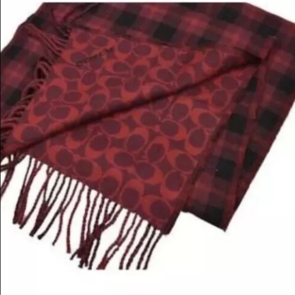 Coach NEW Plaid Double-Faced Wool Scarf